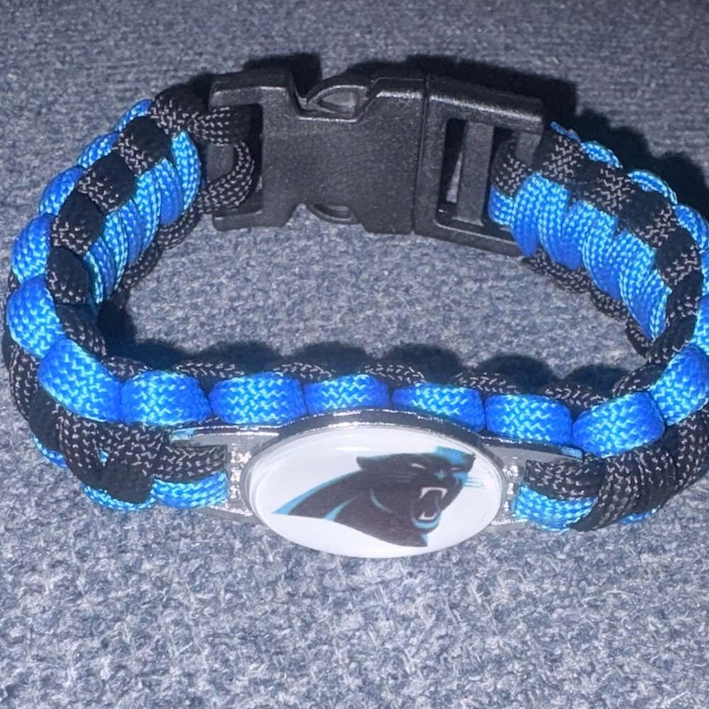 Blue and Black Paracord Bracelet with Panther Logo